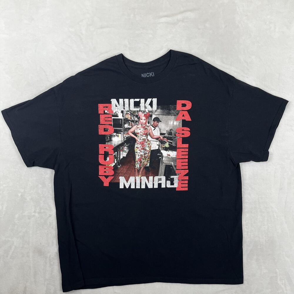 Nicki Minaj Red Ruby Da Sleeze T-Shirt Size 2XL Black Hip Hop Graphic Tee
